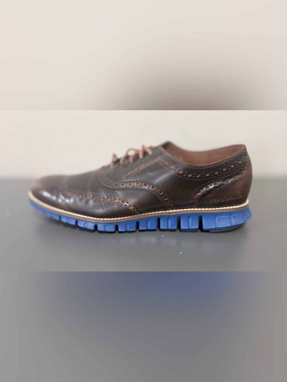 Cole Haan Zerogrand Wingtip Oxford Shoes Men’s Size 12 Brown Leather Blue Sole - Picture 7 of 11